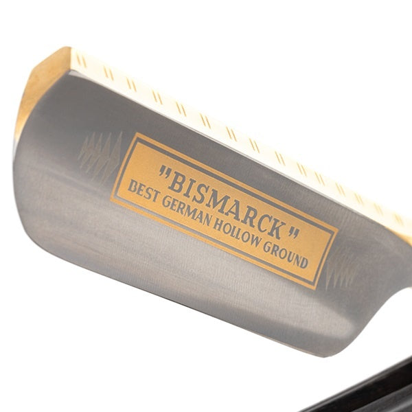 Straight Razor Bismarck Black Ebony Gold 6/8