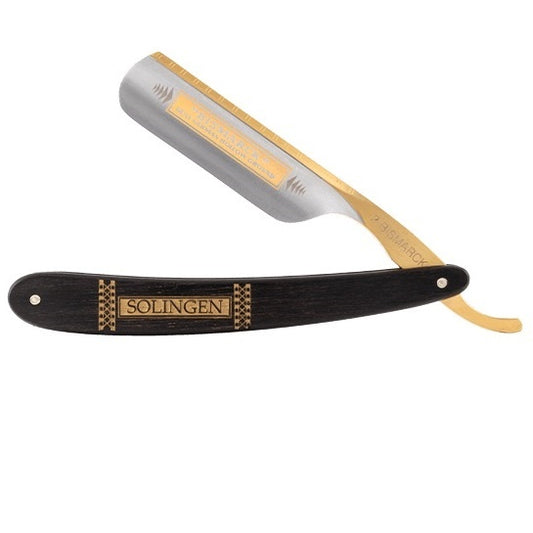 Straight Razor Bismarck Black Ebony Gold 6/8