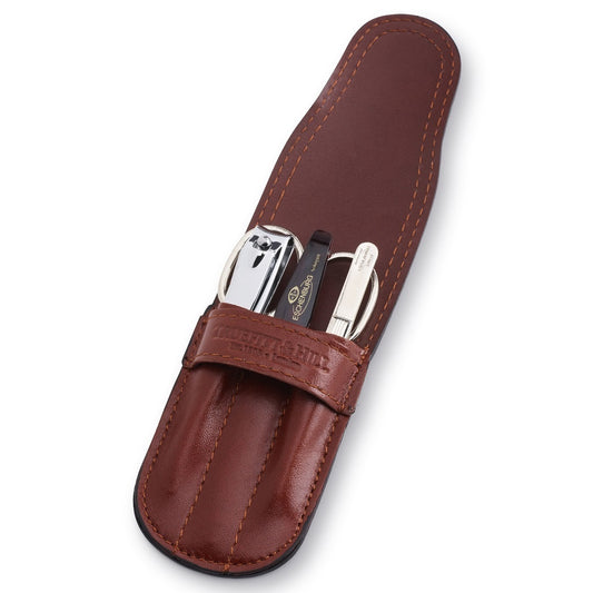 Small Leather Manicure Set Tan - 4 Piece
