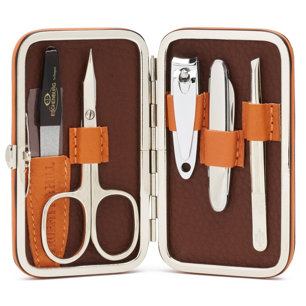 Smooth Leather Manicure Set Havana - 5 Piece